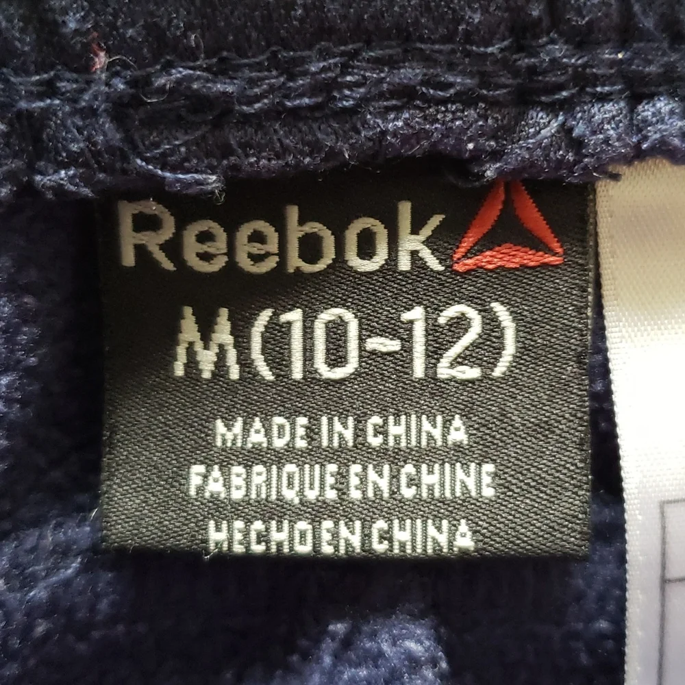 Reebok Boys Joggers Size‎ M 10/12 Navy Blue Lime Green Side Pockets